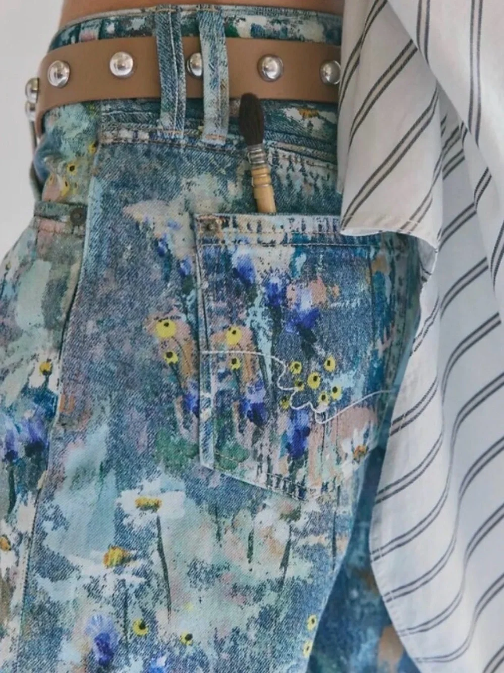 Free People Tennessee low riseboyfriend Pastel Watercolor Straight-Leg Jean